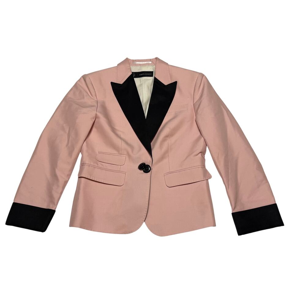 Dsquared2 Blazer Pink Single Breasted Tuxedo Look Vintage Y2K size 44 Large
